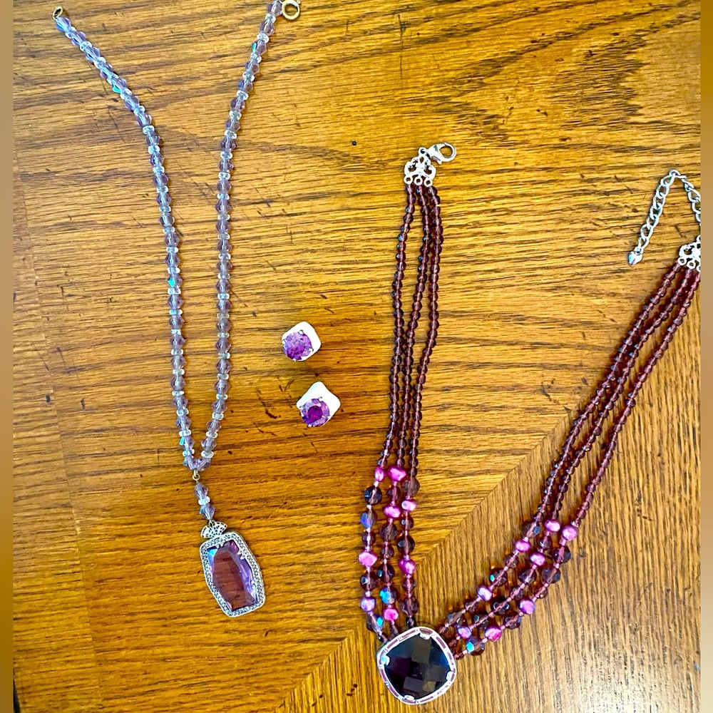 2 necklaces and 1 pair matching earrings